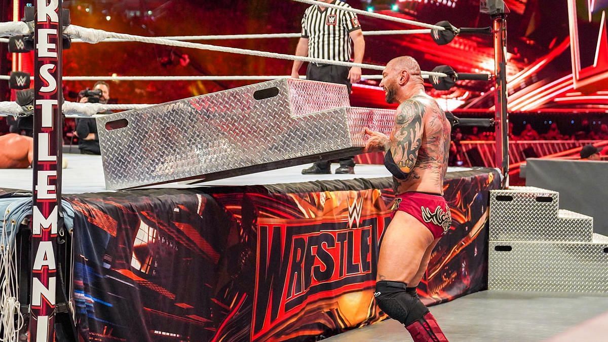 Batista wrestles Triple H at WrestleMania (From the WWE Gallery)