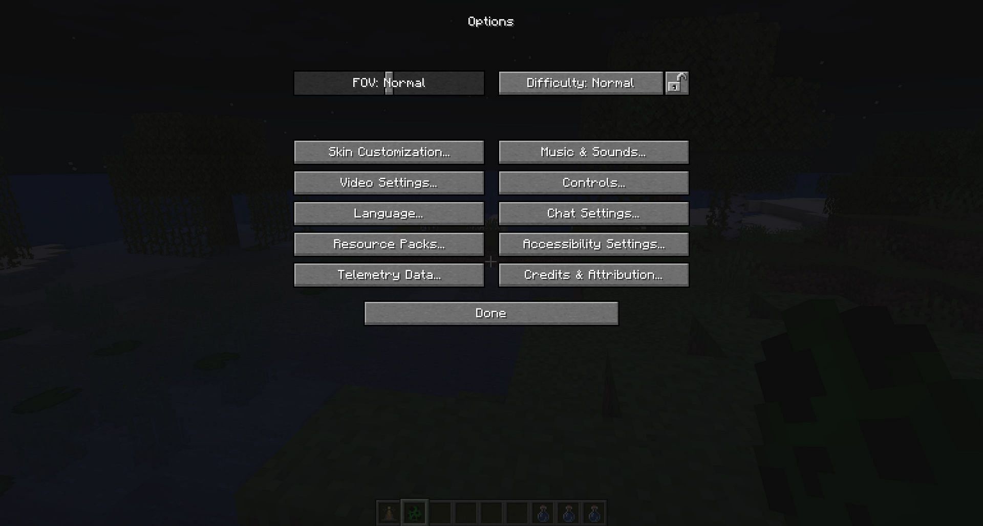 The location of the pause menu difficulty option (Image via Mojang)