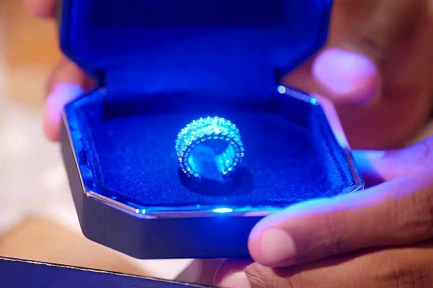The diamond-clad promise ring presented to Larsa Pippen by Marcus Jordan
