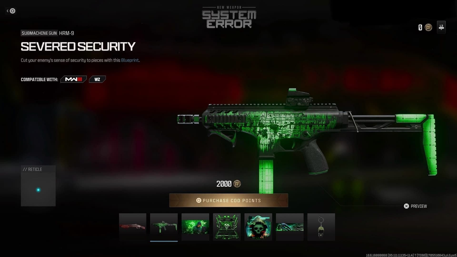 Severed Security Weapon blueprint in Modern Warfare 3