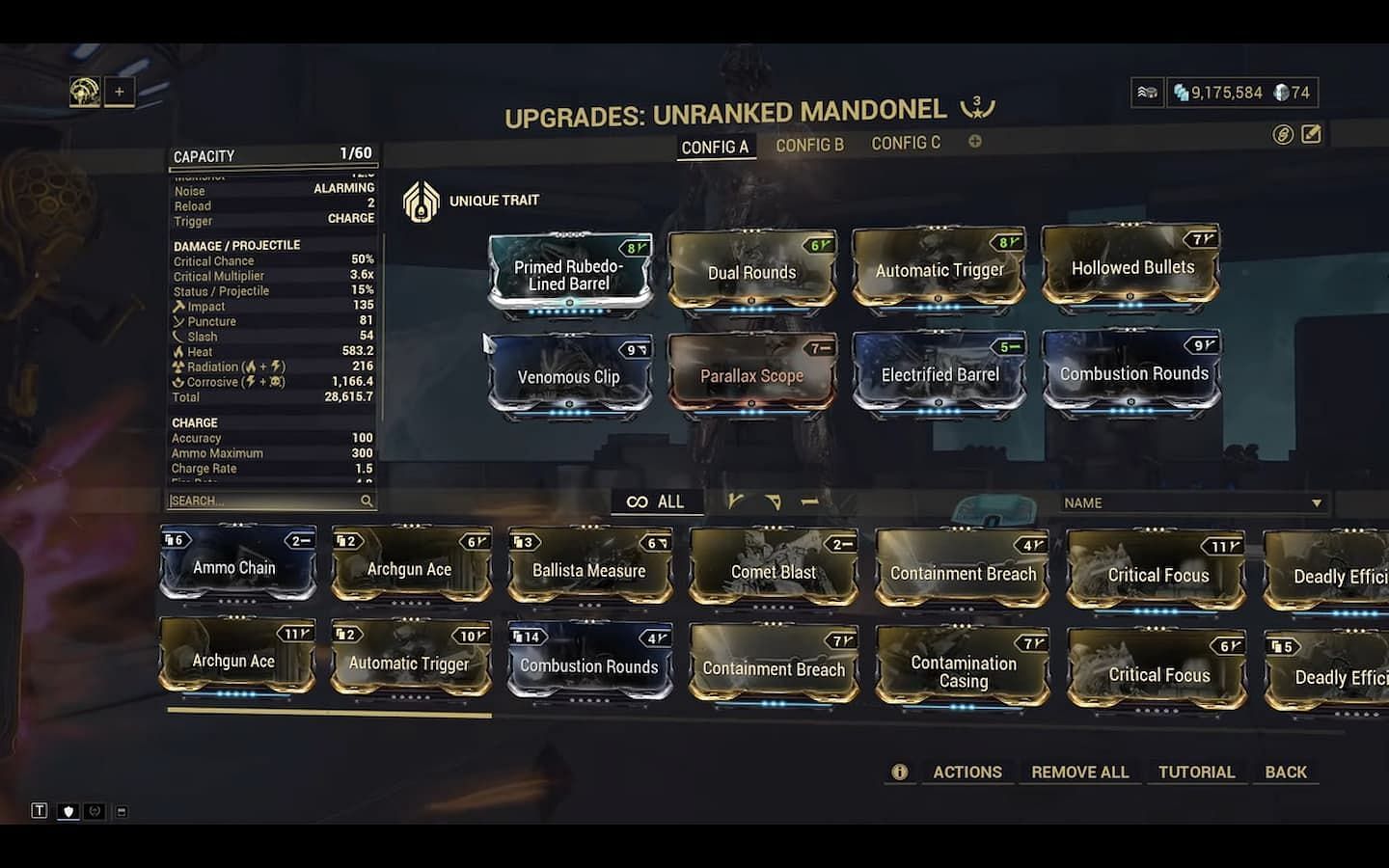 Warframe Mandonel build in 2024 (Image via Digital Extremes)