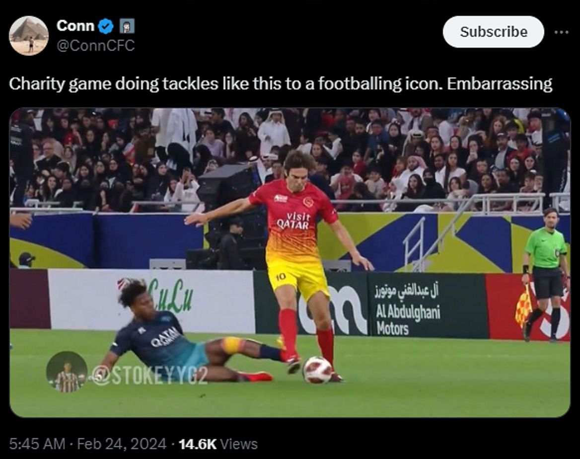 Fans call out the streamer for his tackle (Image via X)