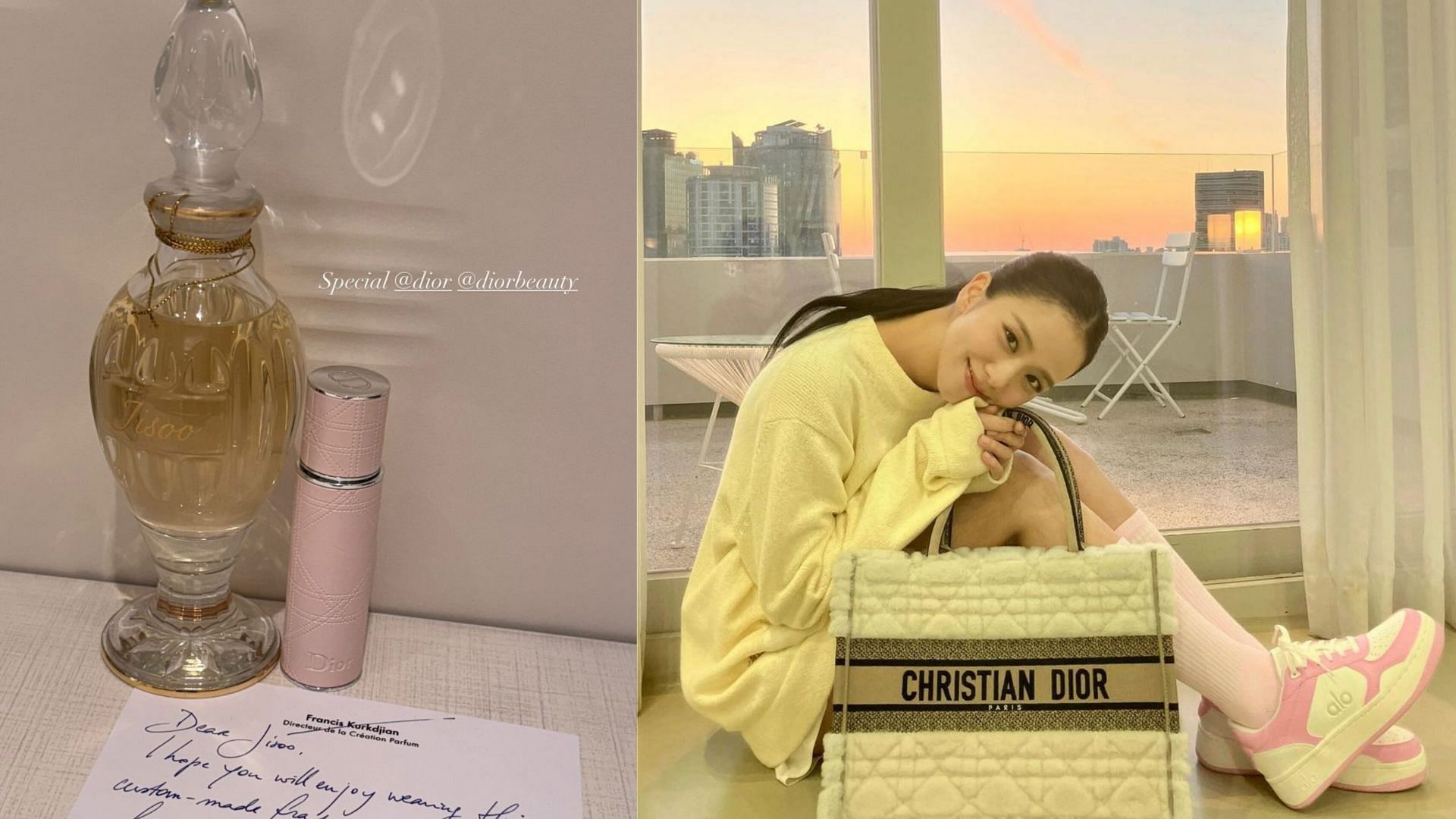 BLACKPINK Jisoo receives custom-made fragrances from Dior (Images via Instagram/@sooyaaa__) 