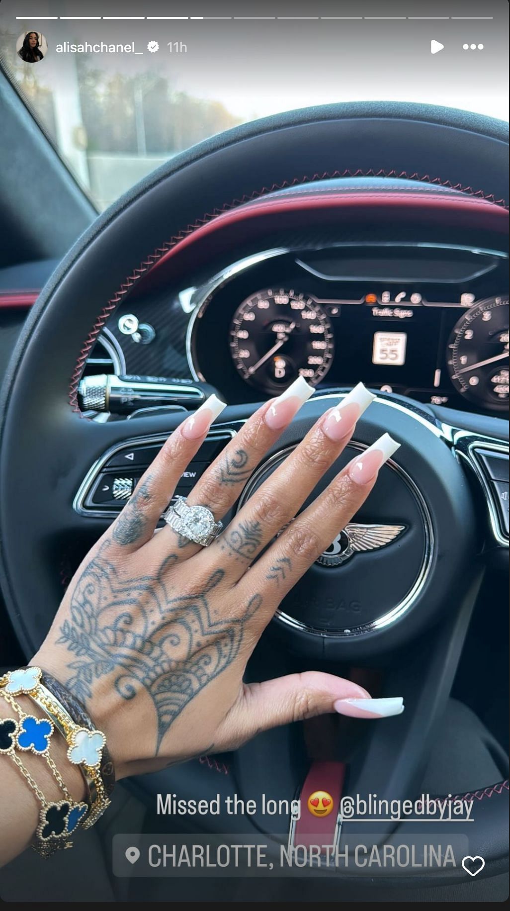 Alisah flaunting Bentley via her Instagram story