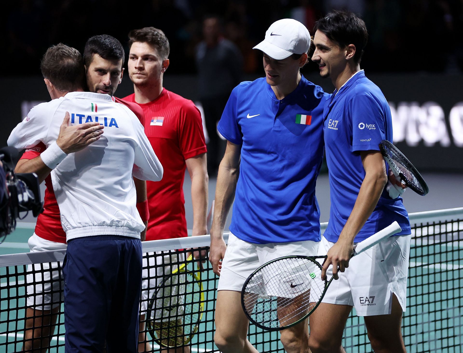 Novak Djokovic reacts after Serbia&#039;s loss to Italy at the 2023 Davis Cup Finals
