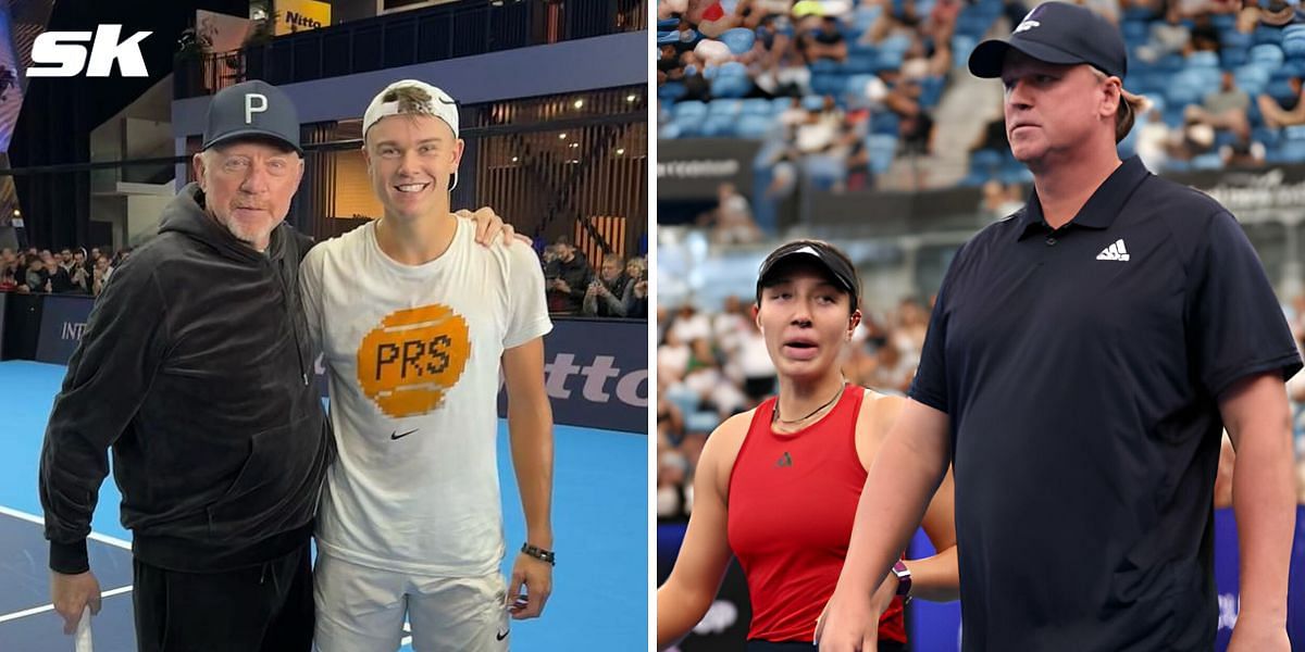 Boris Becker, Holger Rune (L) and Jessica Pegula, David Witt (R)