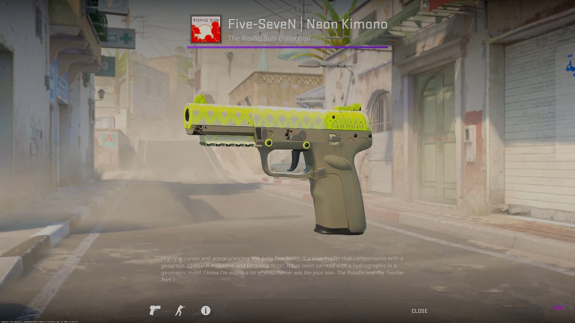 Five-SeveN Neon Kimono (Image via Valve || YouTube/covernant)