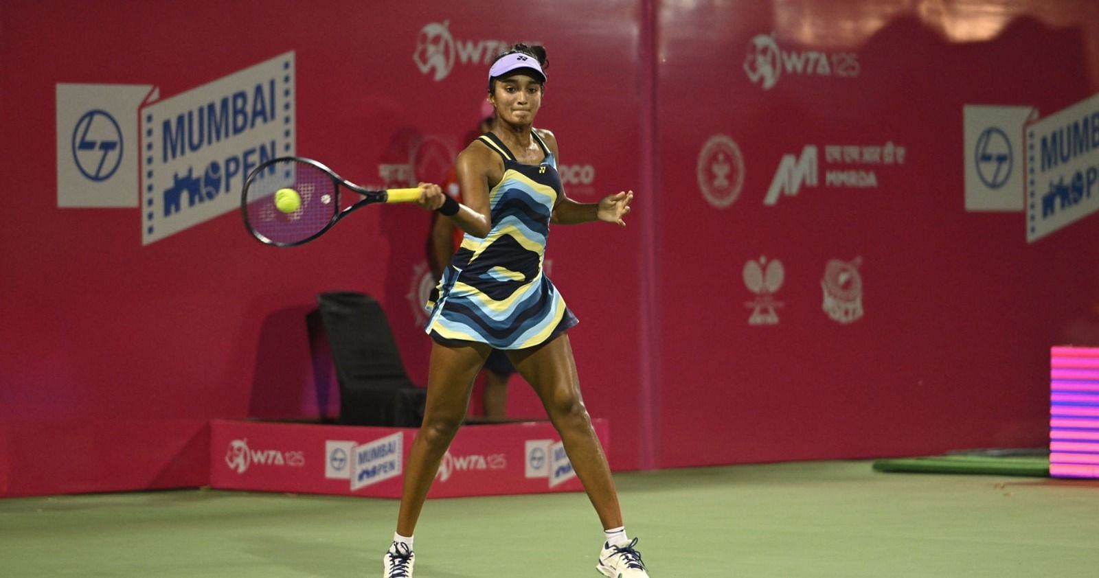 Sahaja Yamalapalli in action during WTA Mumbai open