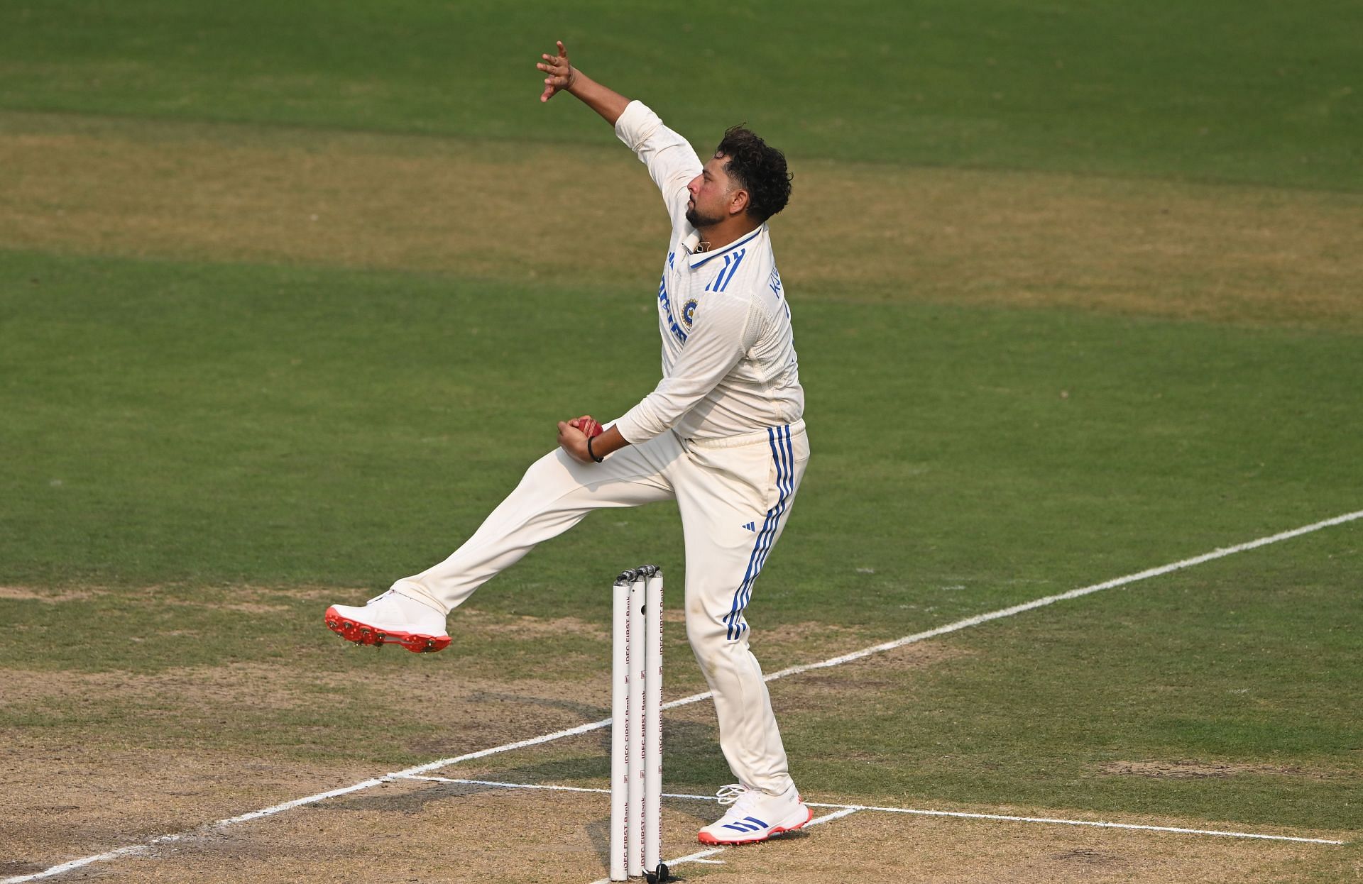 Kuldeep Yadav bowls: India v England - 2nd Test Match: Day Two