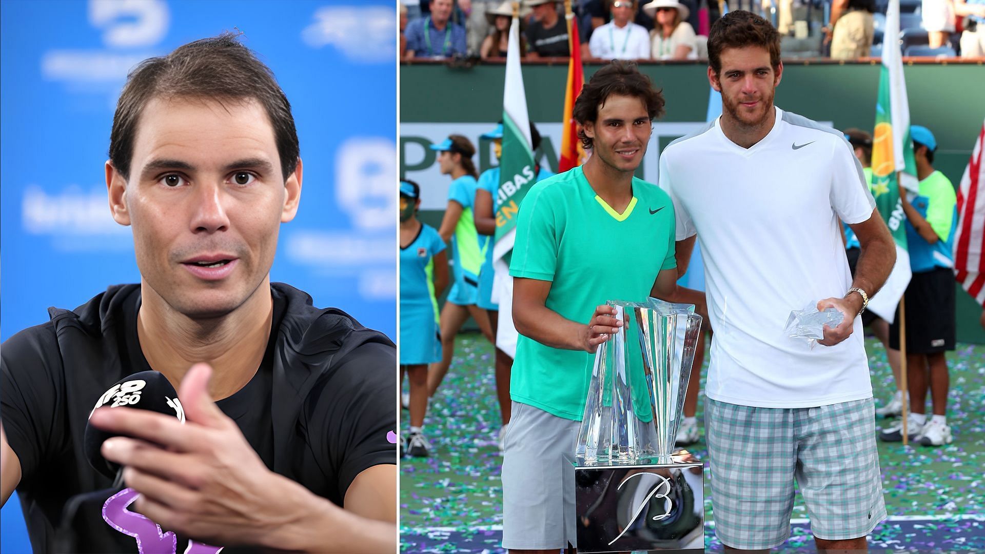 Rafael Nadal beat Juan Martin del Potro to win the 2013 Indian Wells title.