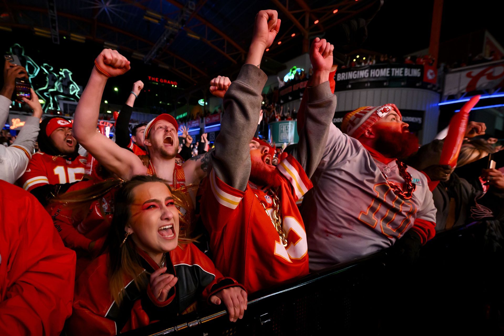 Kansas City Chiefs Fans Watch Super Bowl LVIII
