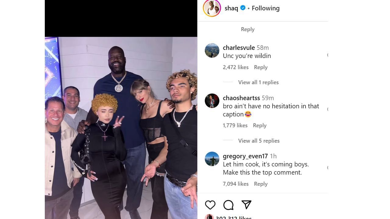 Shaquille O&#039;Neal gets trolled by fans following his caption about Ice Spice on Instagram.