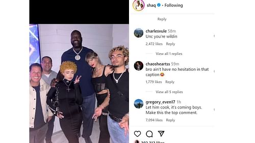 Shaquille O'Neal gets trolled by fans following his caption about Ice Spice on Instagram.