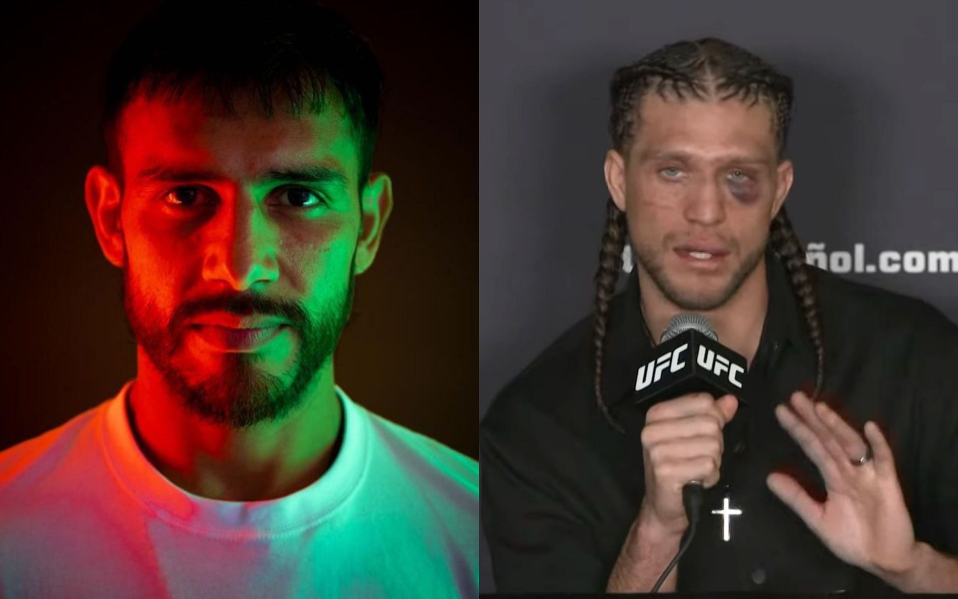 Brian Ortega (right) recalls what he thought after rolling his ankle before fighting Yair Rodriguez (left) [Images Courtesy: @UFC on YouTube and @panteraufc on Instagram]