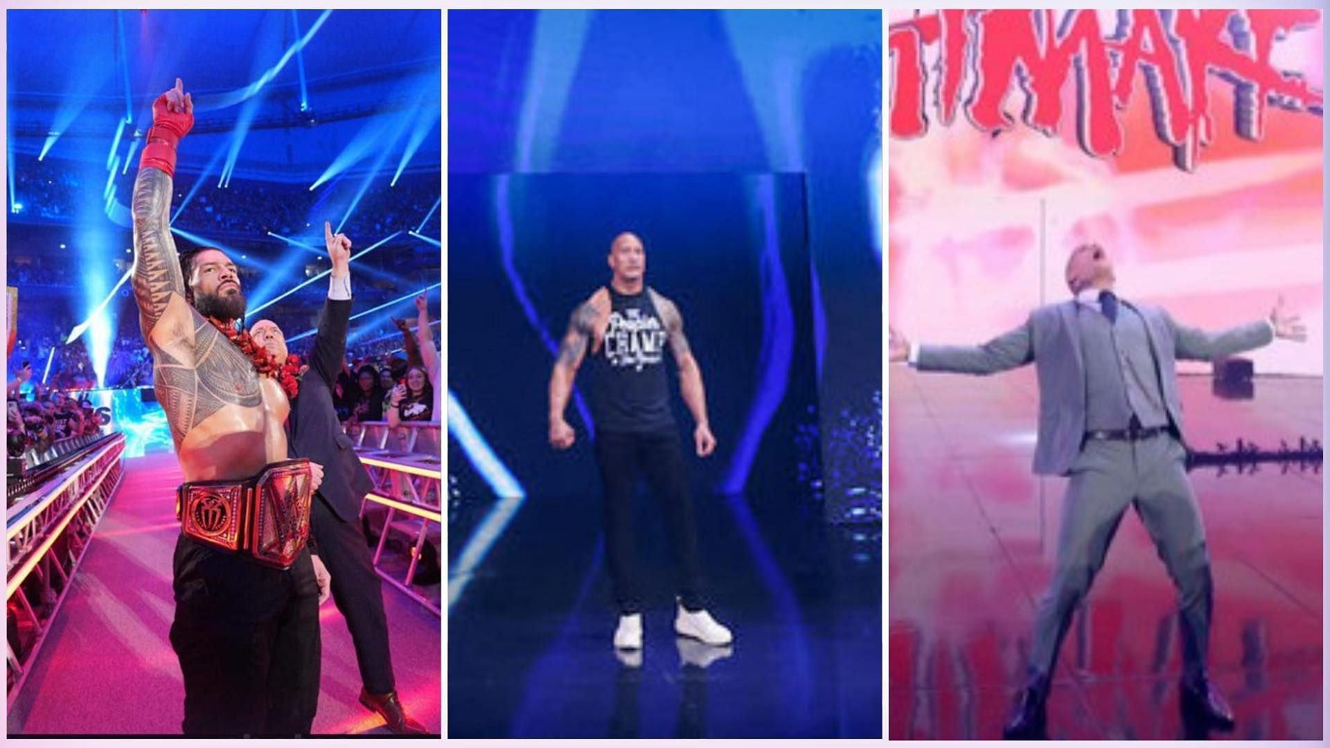 Roman Reigns, The Rock, and Cody Rhodes crossed paths at the WrestleMania XL Kickoff press event.