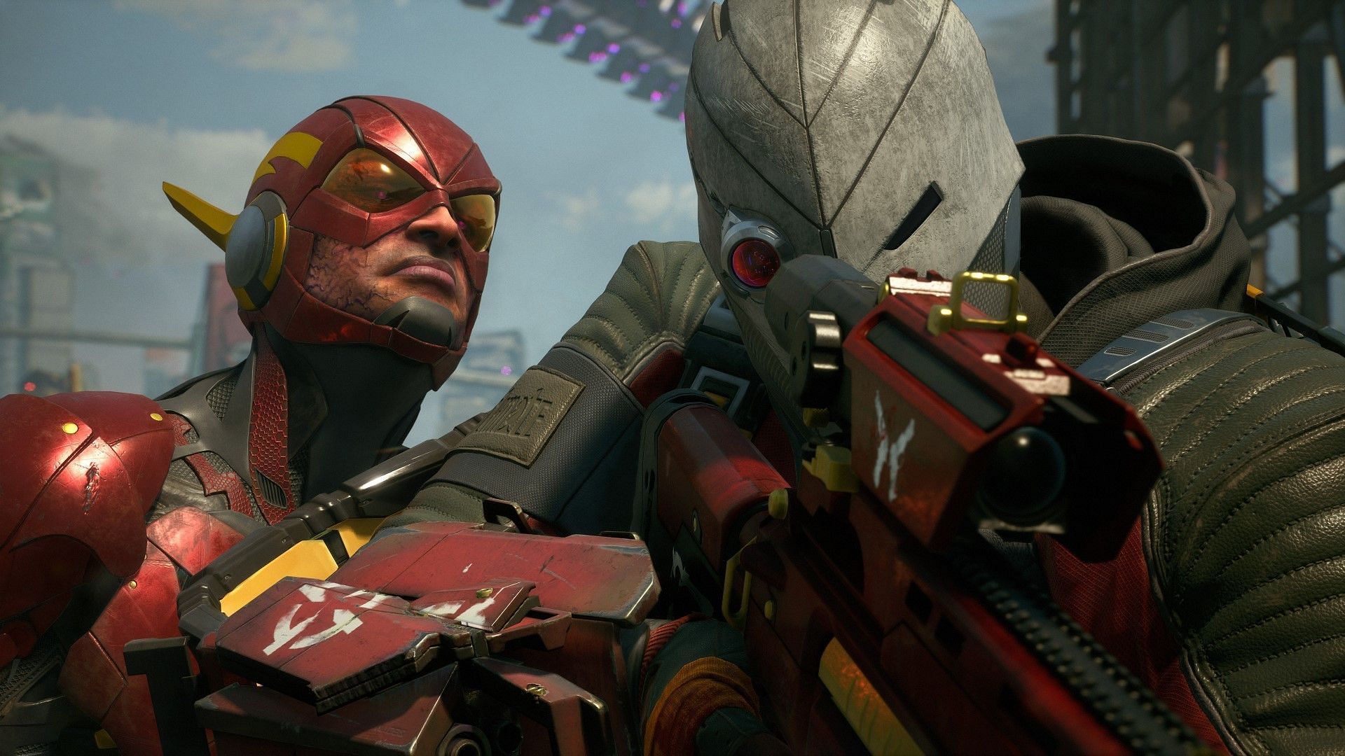 Even Deadshot, the greatest marksman, can&#039;t outrun The Flash. (Image via Warner Bros. Games)