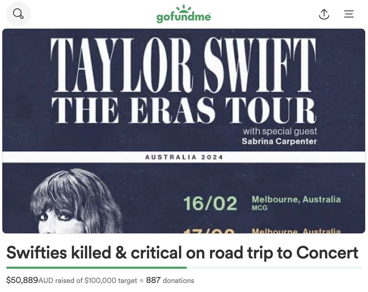 Social media users left shocked as a 16-year-old Taylor Swift fan passes away while going to a concert in Melbourne. (Image via GoFundMe)