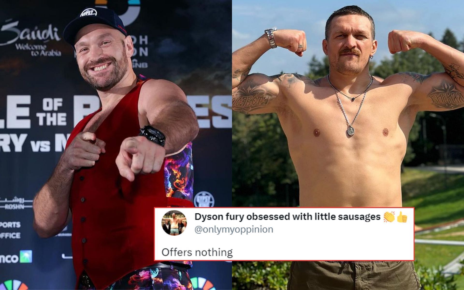 Tyson Fury (left) enlists help of undefeated Irishman for Oleksandr Usyk (right) fight [Image courtesy @tysonfury and @usykaa on Instagram]