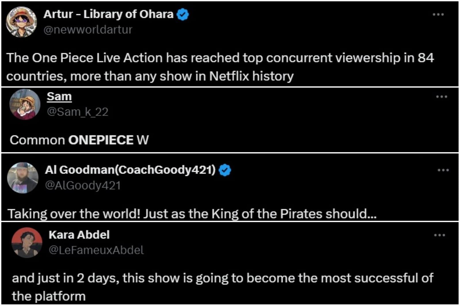 Fans celebrating One Piece&#039;s live-action milestone (Image via X)
