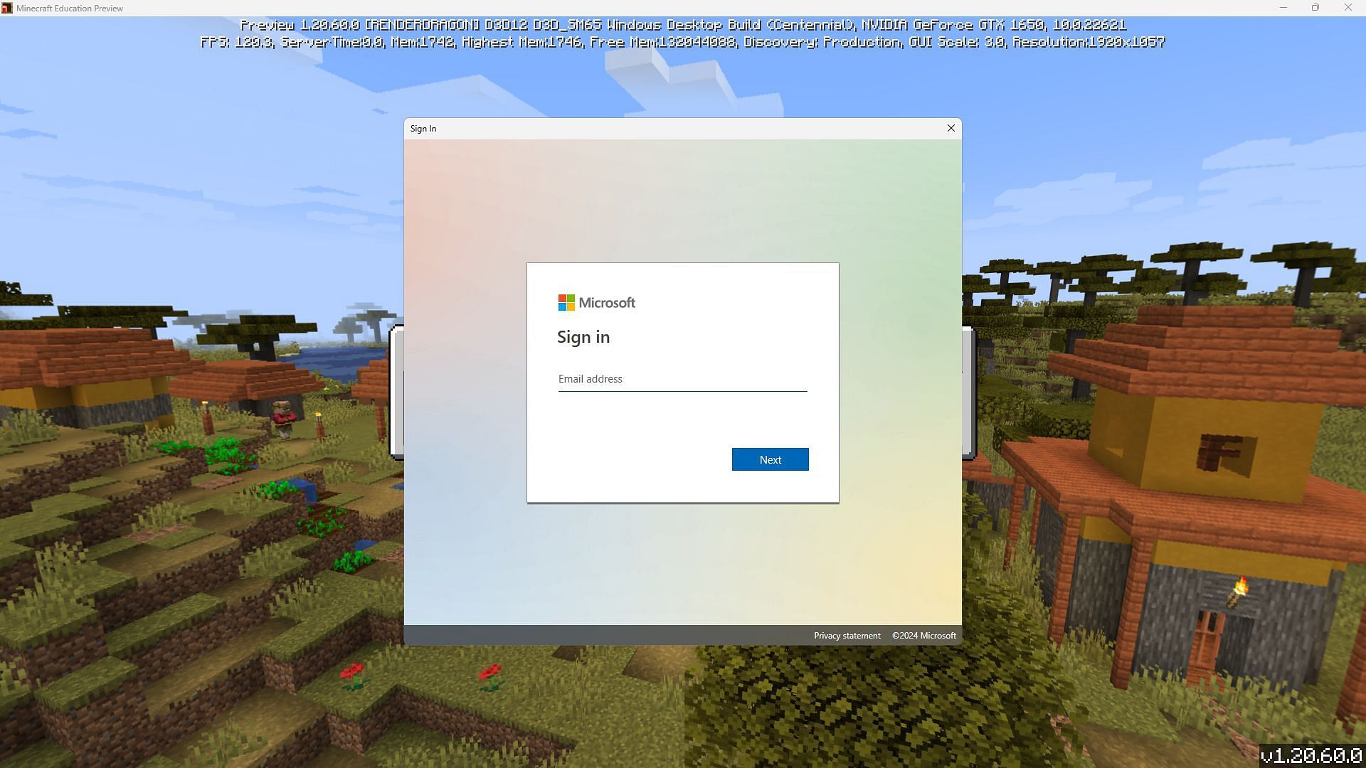 The Education Preview will directly ask for a school or work account with the official license (Image via Mojang)