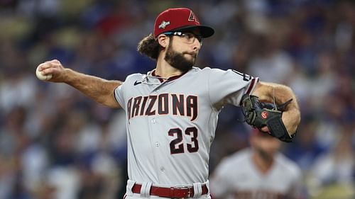 RHP Zac Gallen pitching in a regular-season game for the D-backs