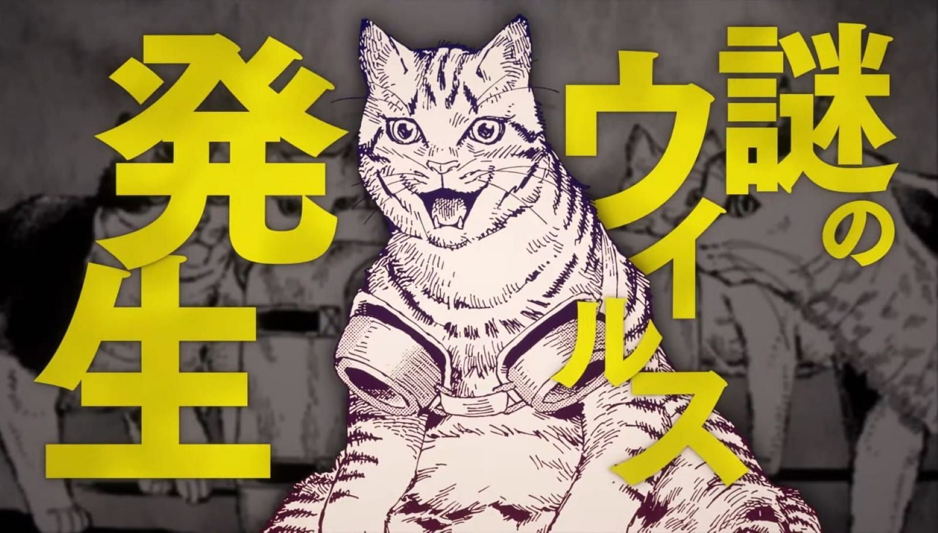 A cat, as seen in the anime&#039;s PV (Image via Hawkman/Mecha-Roots/Mag Garden)