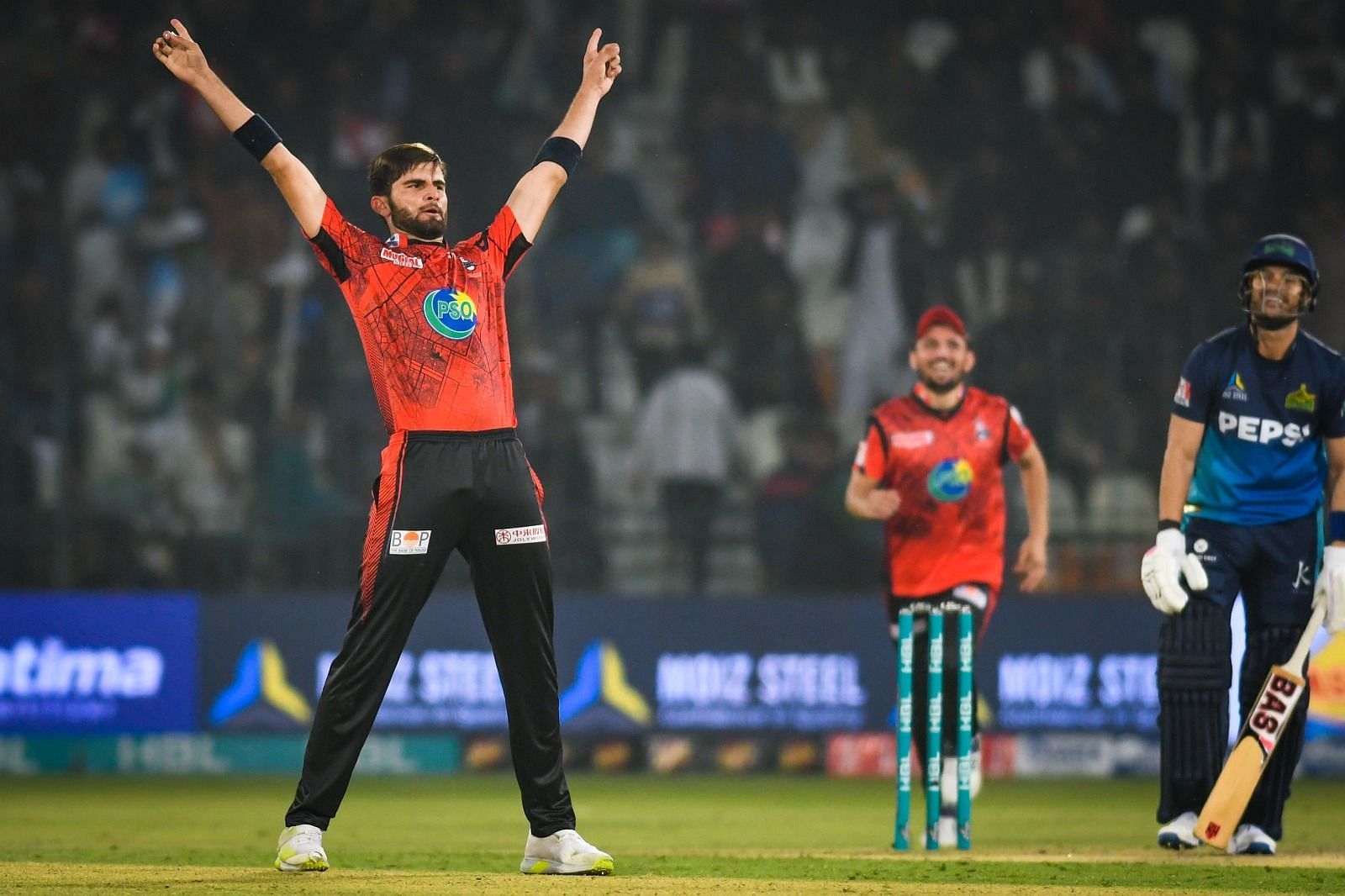 Shaheen Afridi celebrating a wicket. (Image Courtesy: X/Pakistan Super League)