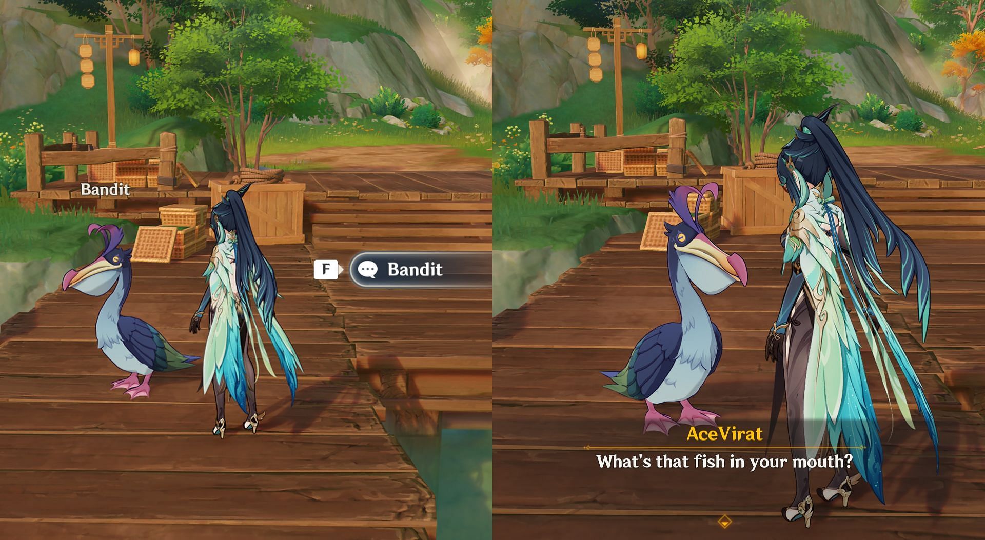 Interact with Bandit to obtain Fish Seized From a Pelican&#039;s Mouth (Image via HoYoverse)