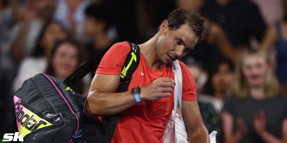 Rafael Nadal reacts after a loss 