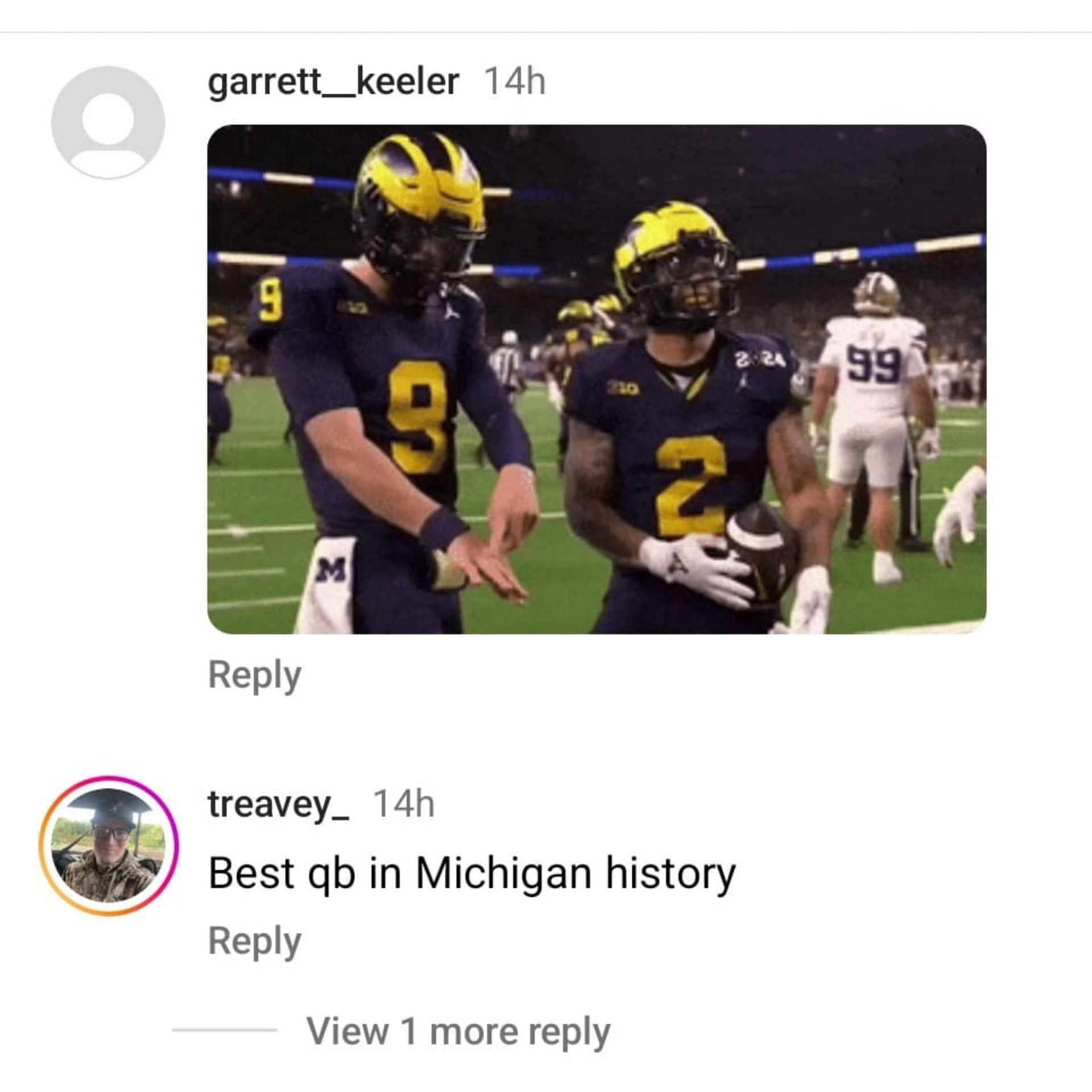 Fan reactions on McCarthy&#039;s post.