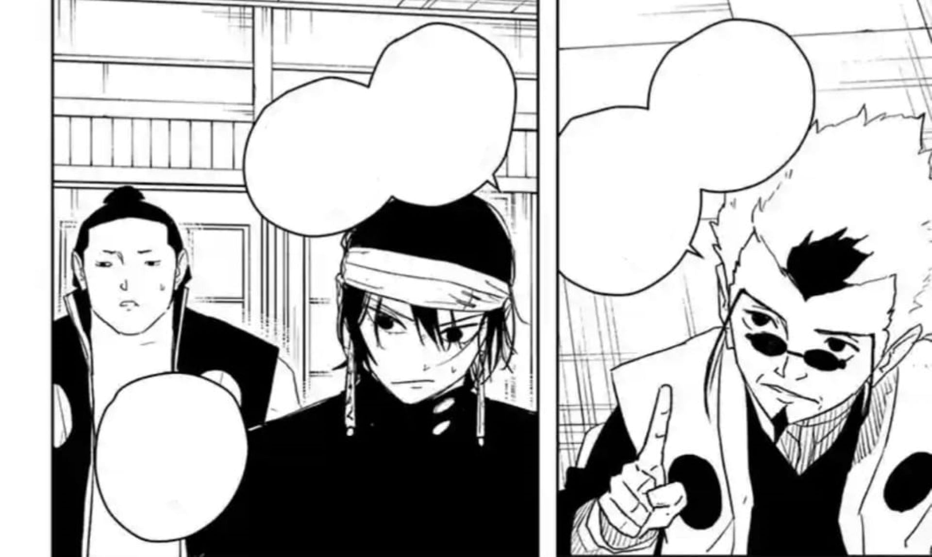Hiyui, Tafuku, and a Kamunabi member, as seen in the chapter (Image Takeru Hokazono/Shueisha)