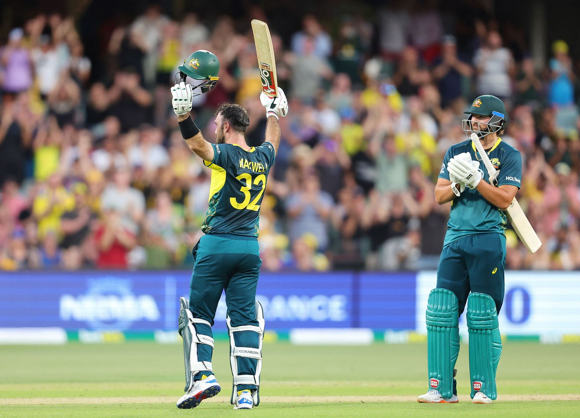 Glenn Maxwell celebrates his record-equalling ton. (Pic: Getty Images)