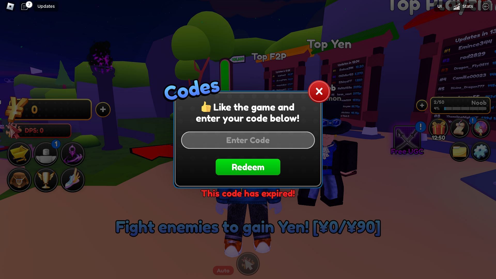Troubleshooting codes for Anime Warriors Simulator 2 (Image via Roblox)
