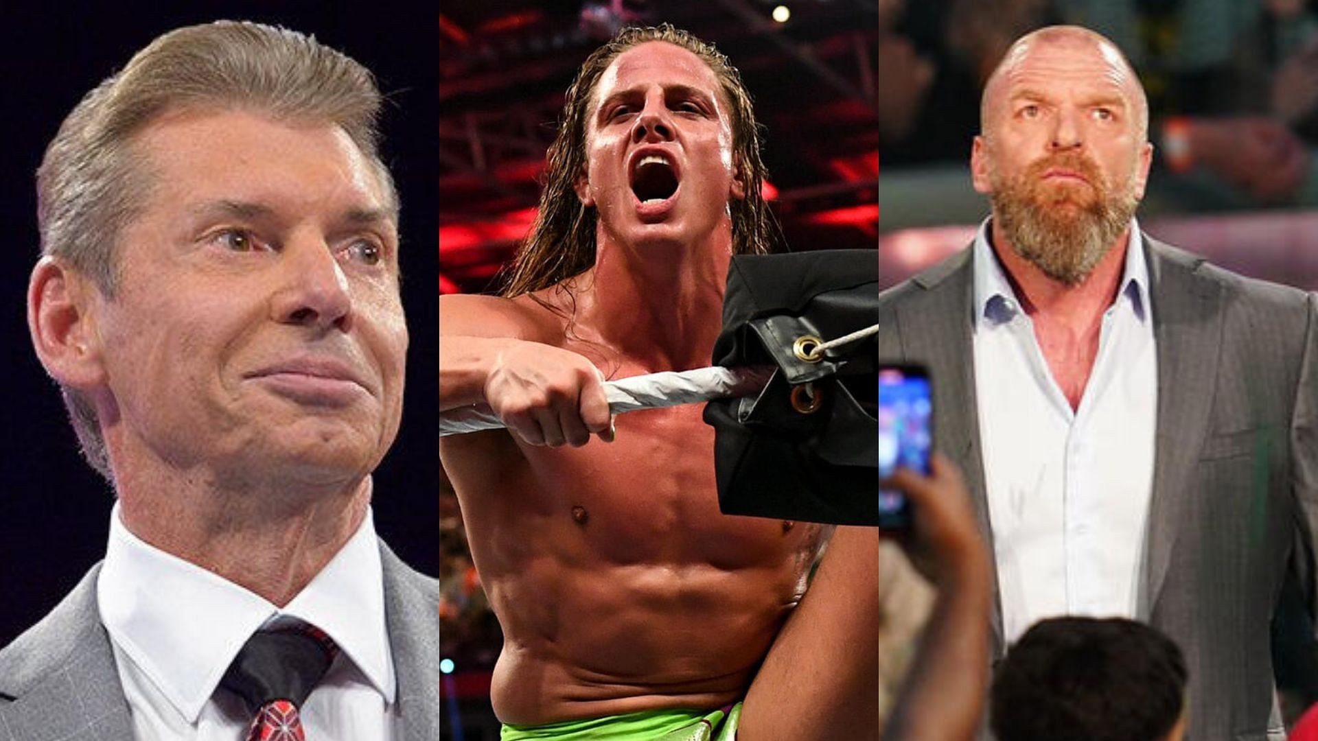 Vince McMahon, Matt Riddle, and Triple H.