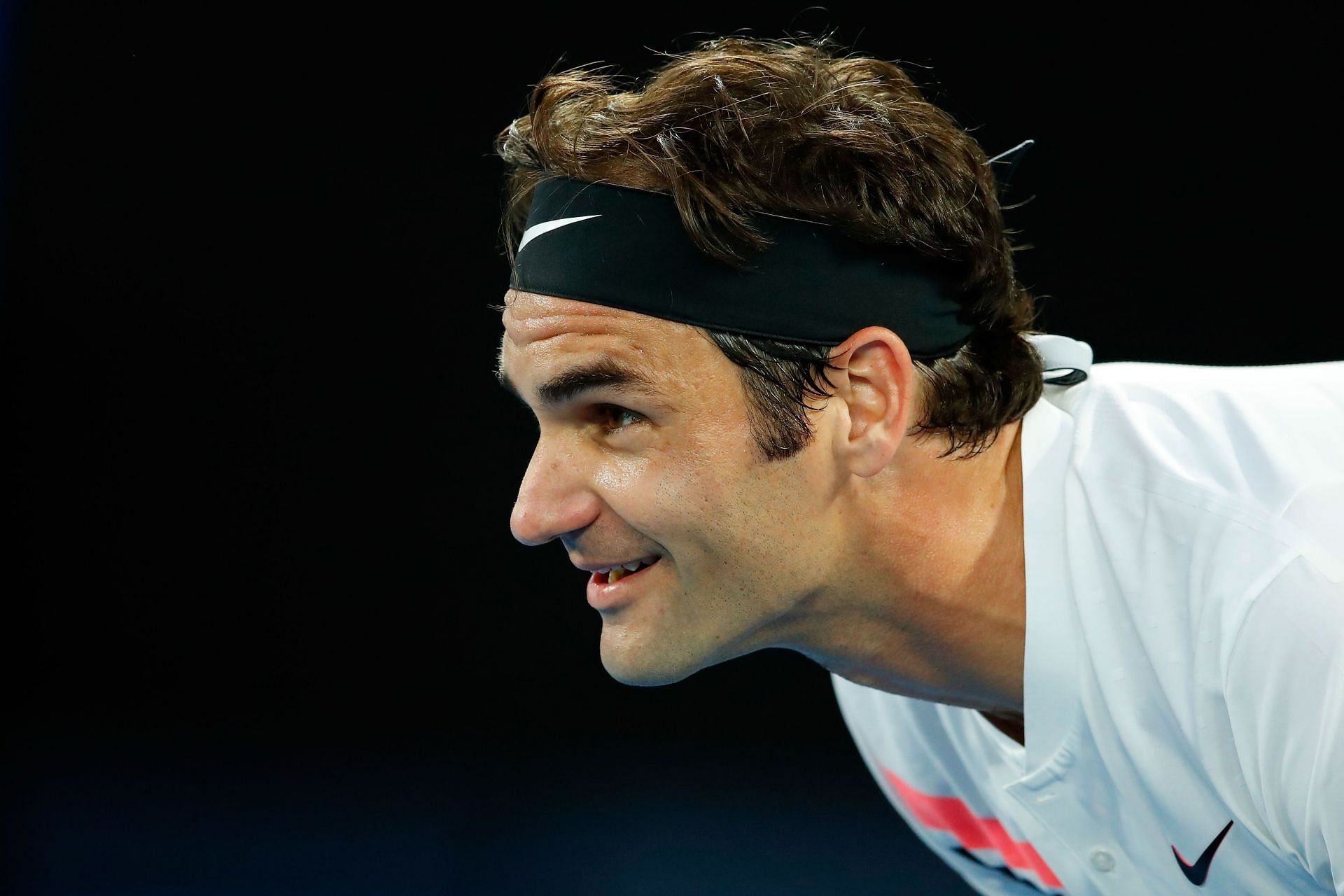 Roger Federer looks on at the 2018 Australian Open