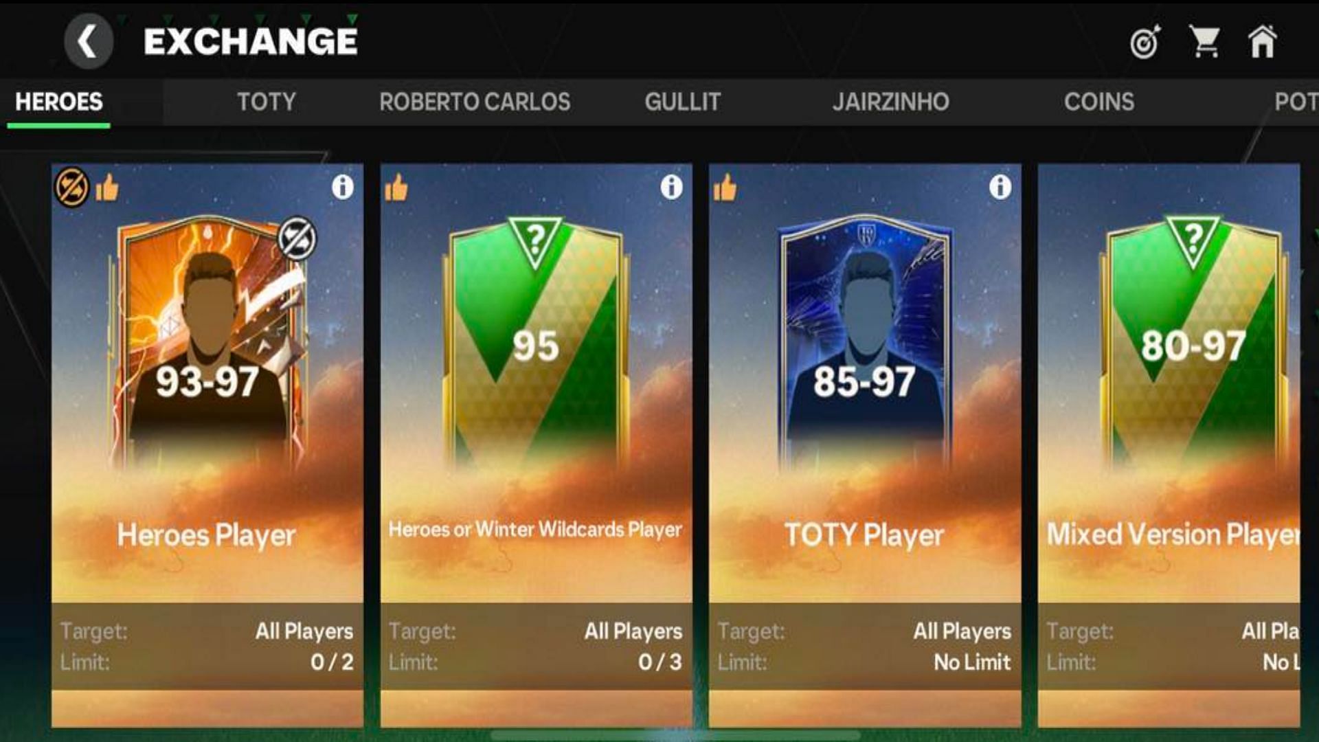 Snippet showing the new FC Mobile Heroes 24 Exchanges (Image via EA Sports)