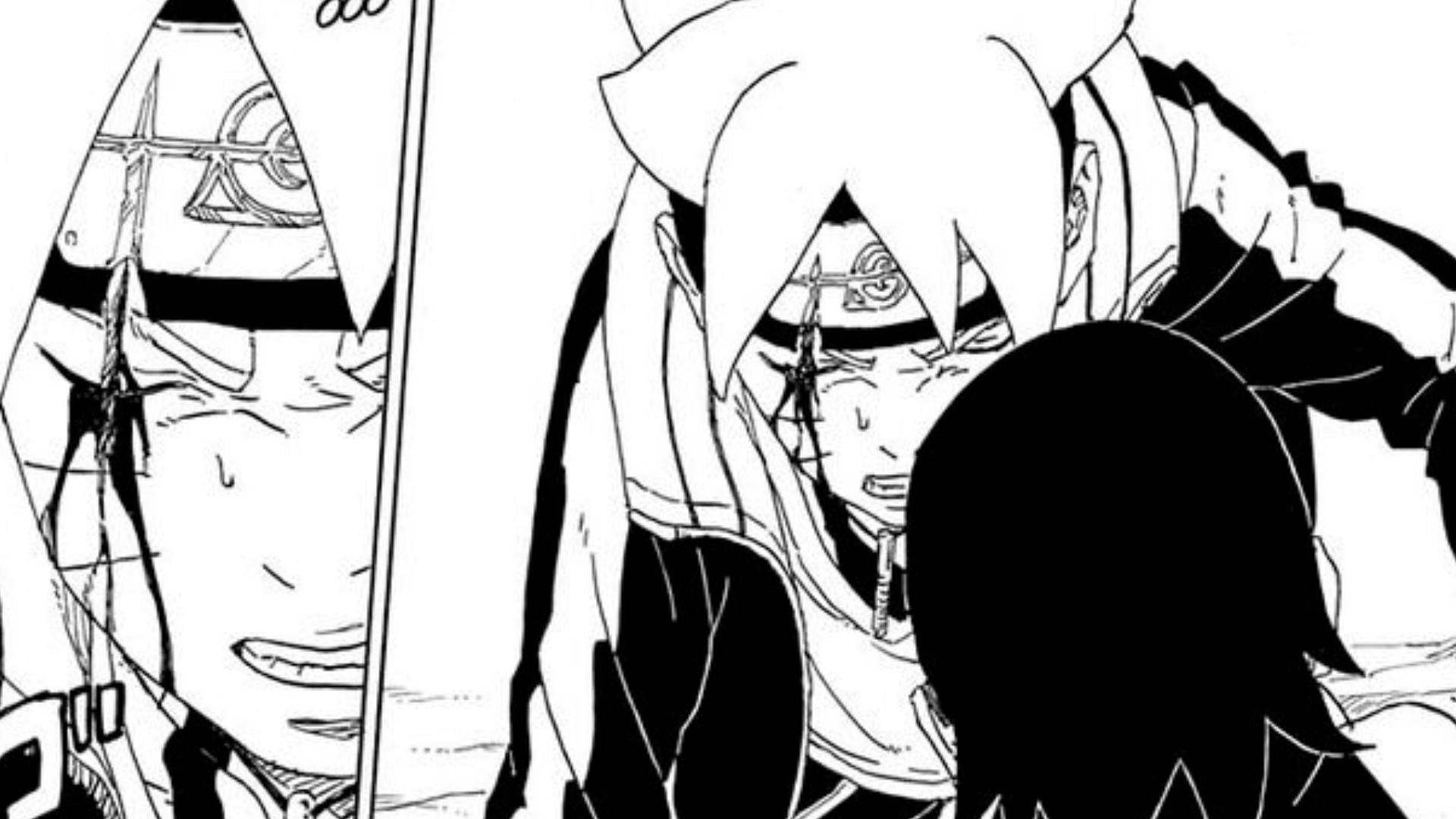 Boruto losing his eye in the manga (Image via Shueisha)