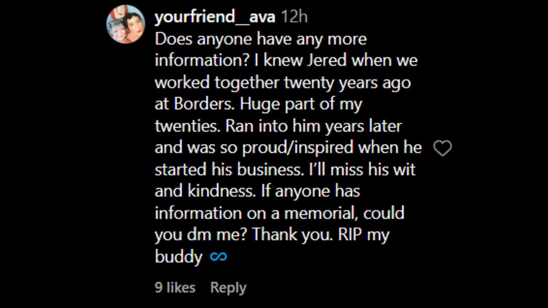 A netizen shares her condolence. (Image via Instagram/ yourfriend_ava)