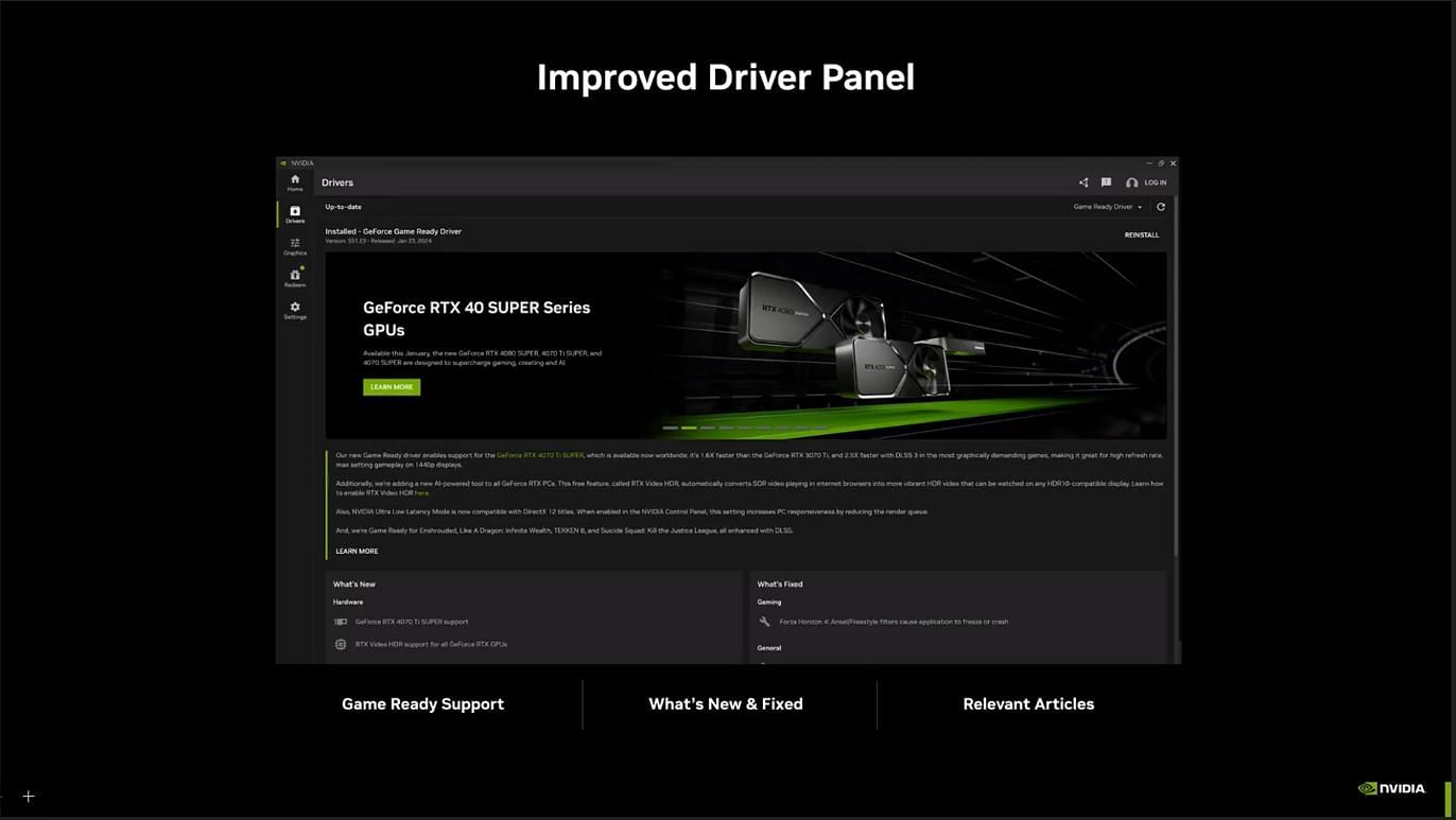 The new Drivers tab in the app (Image via Nvidia)