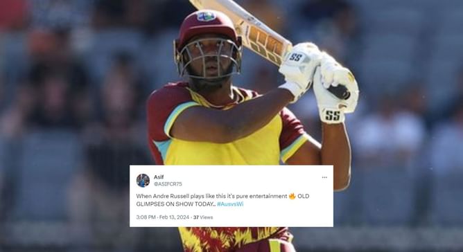 "RUSSEL-MANIA" - Fans react as Andre Russell blasts 71 off 29 balls in AUS vs WI 3rd T20I