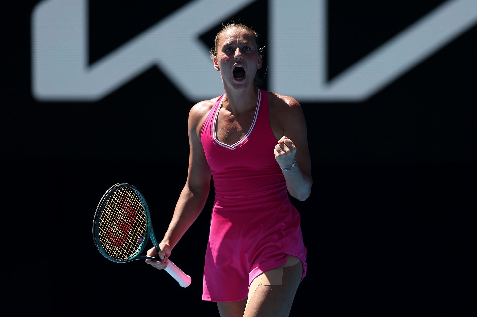 Marta Kostyuk during her quarter-final encounter against Coco Gauff at the 2024 Australian Open 