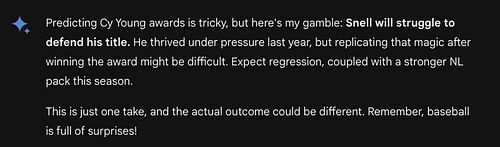 We turned to Gemini Ai for insights into Blake Snell’s 2024 MLB season. 