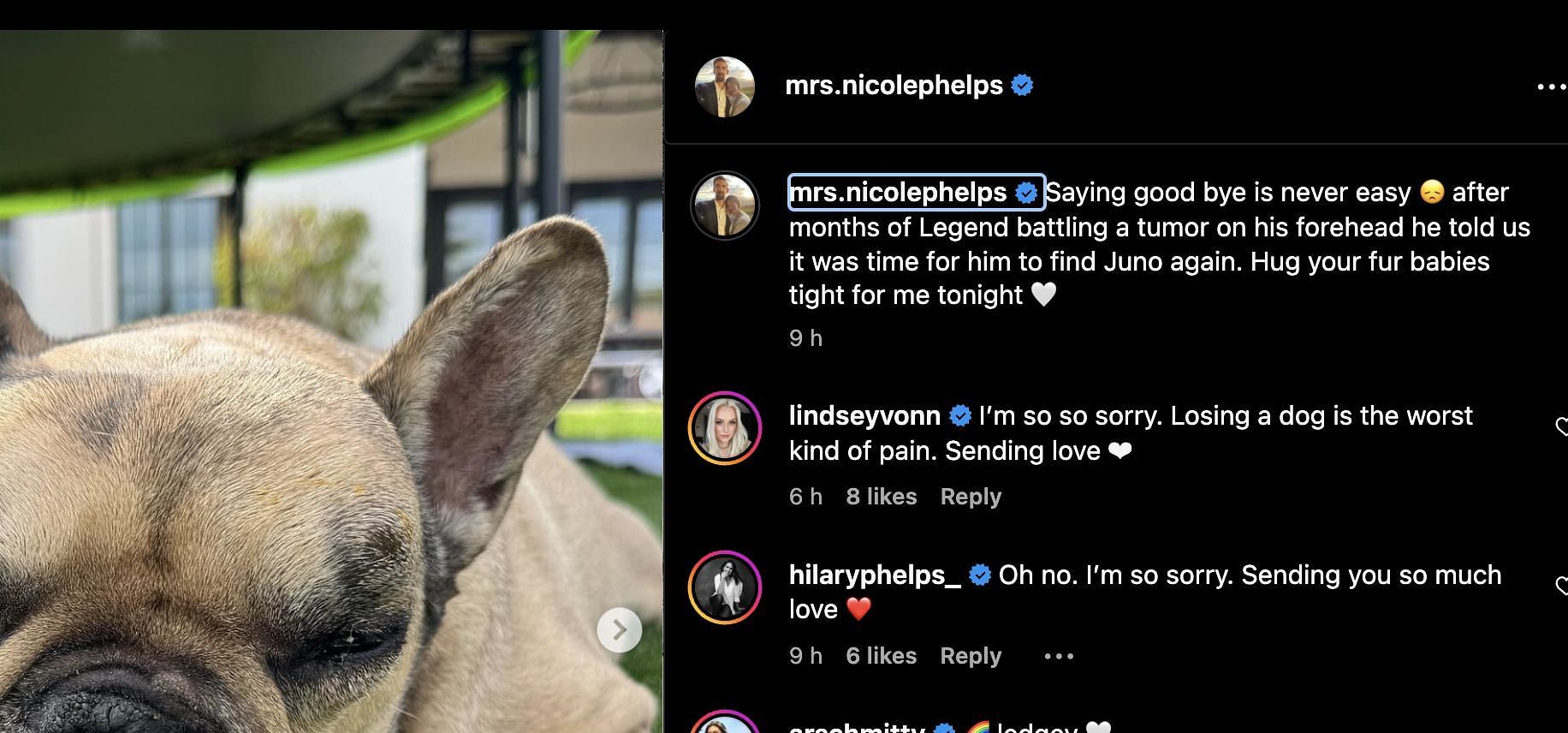 Comment of Lindsey Vonn on Nicole Phelps&#039; post