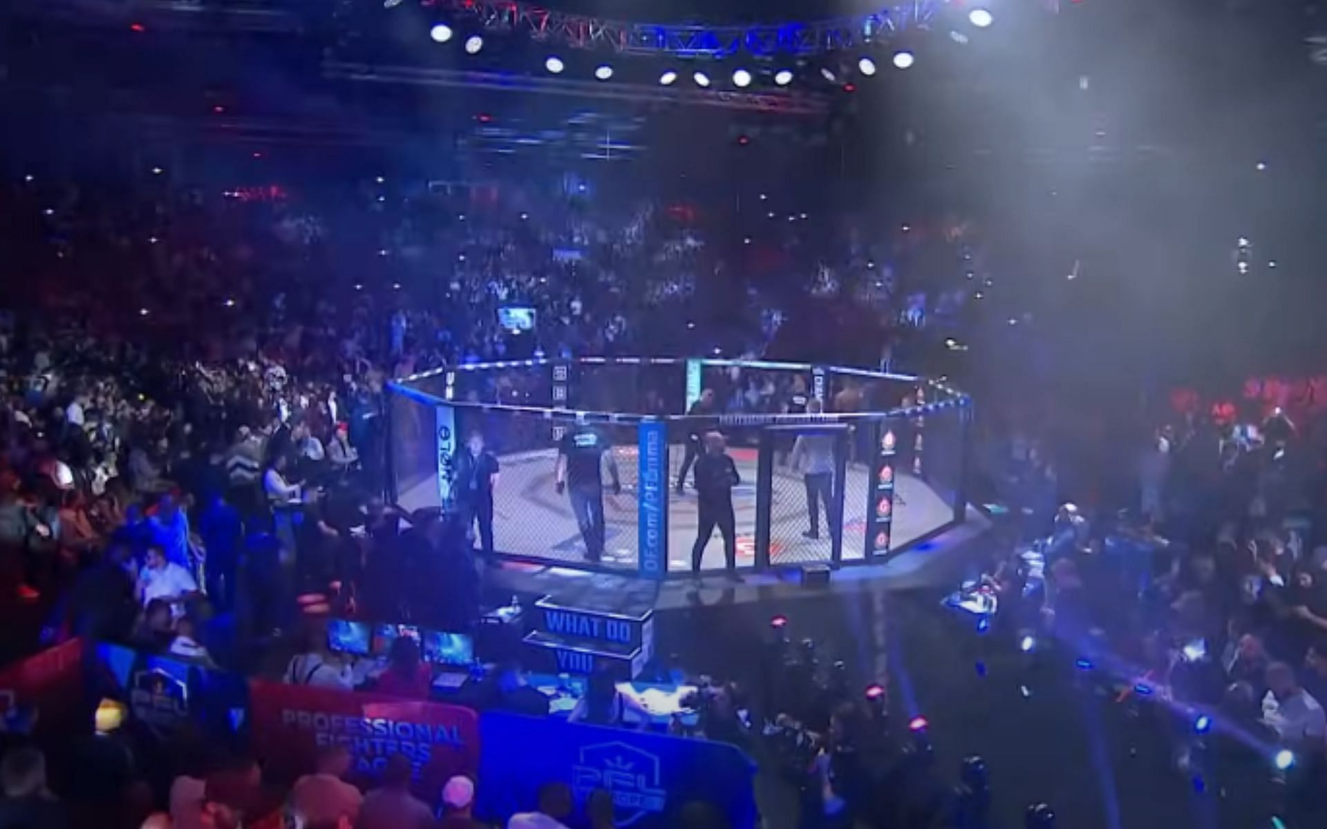 A former Bellator champion hints at possibly competing in PFL regular season [PFL SmartCage pictured] [Image courtesy: PFL MMA - YouTube]