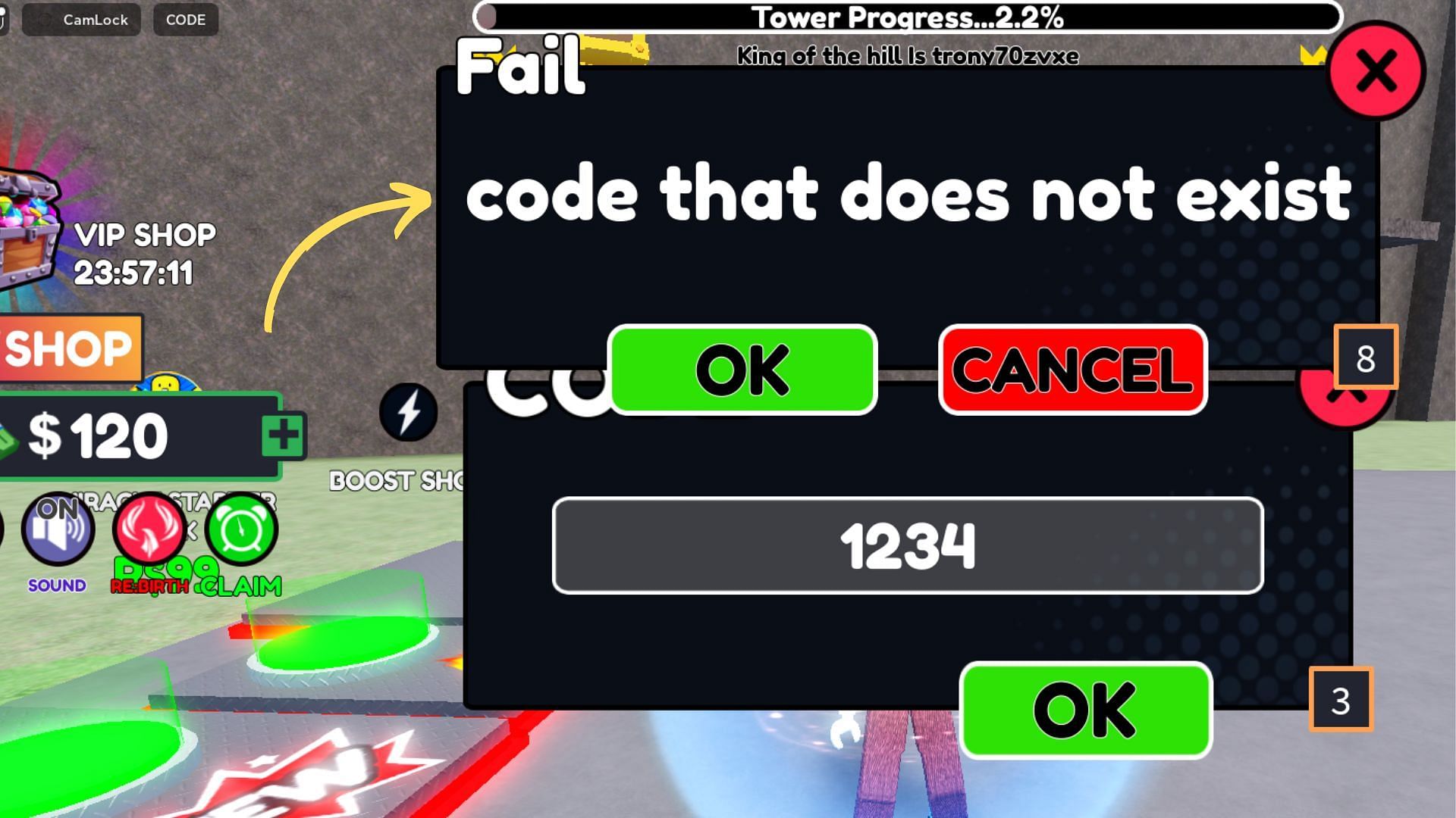 Psychic Power Tycoon invalid code issue (Image via Roblox and Sportskeeda)