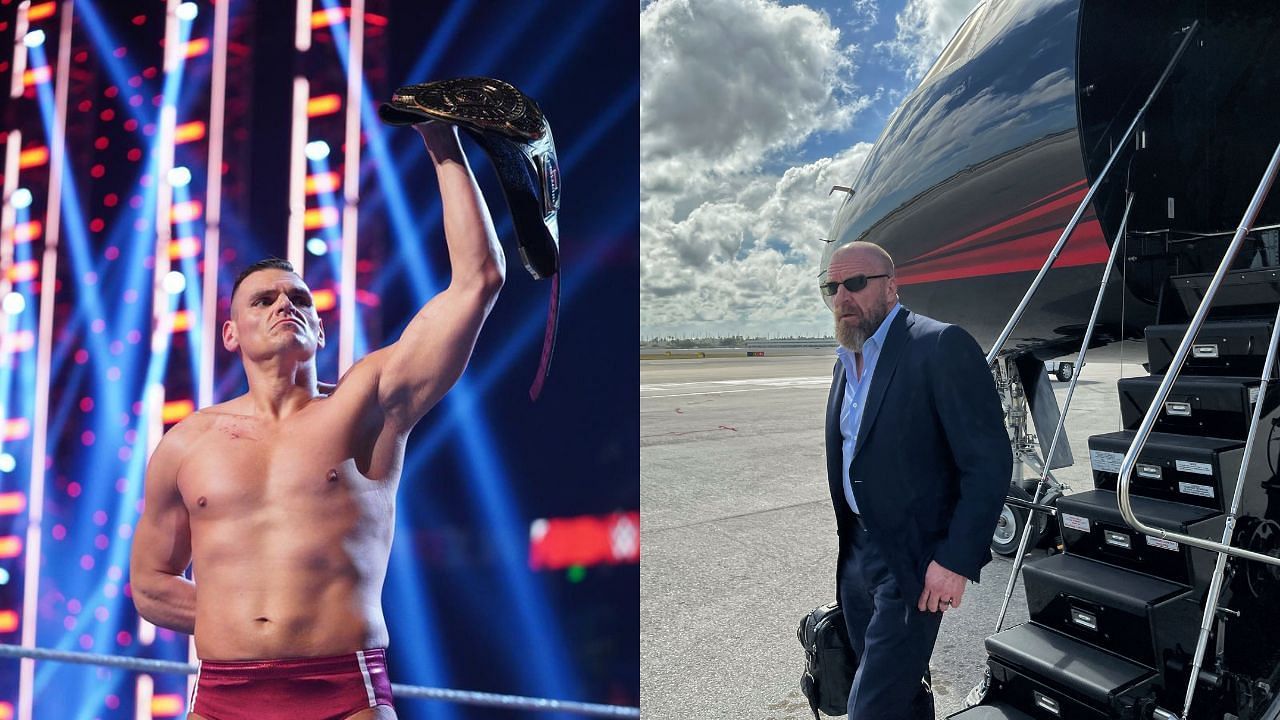 Gunther (left) and WWE COO Triple H (right)
