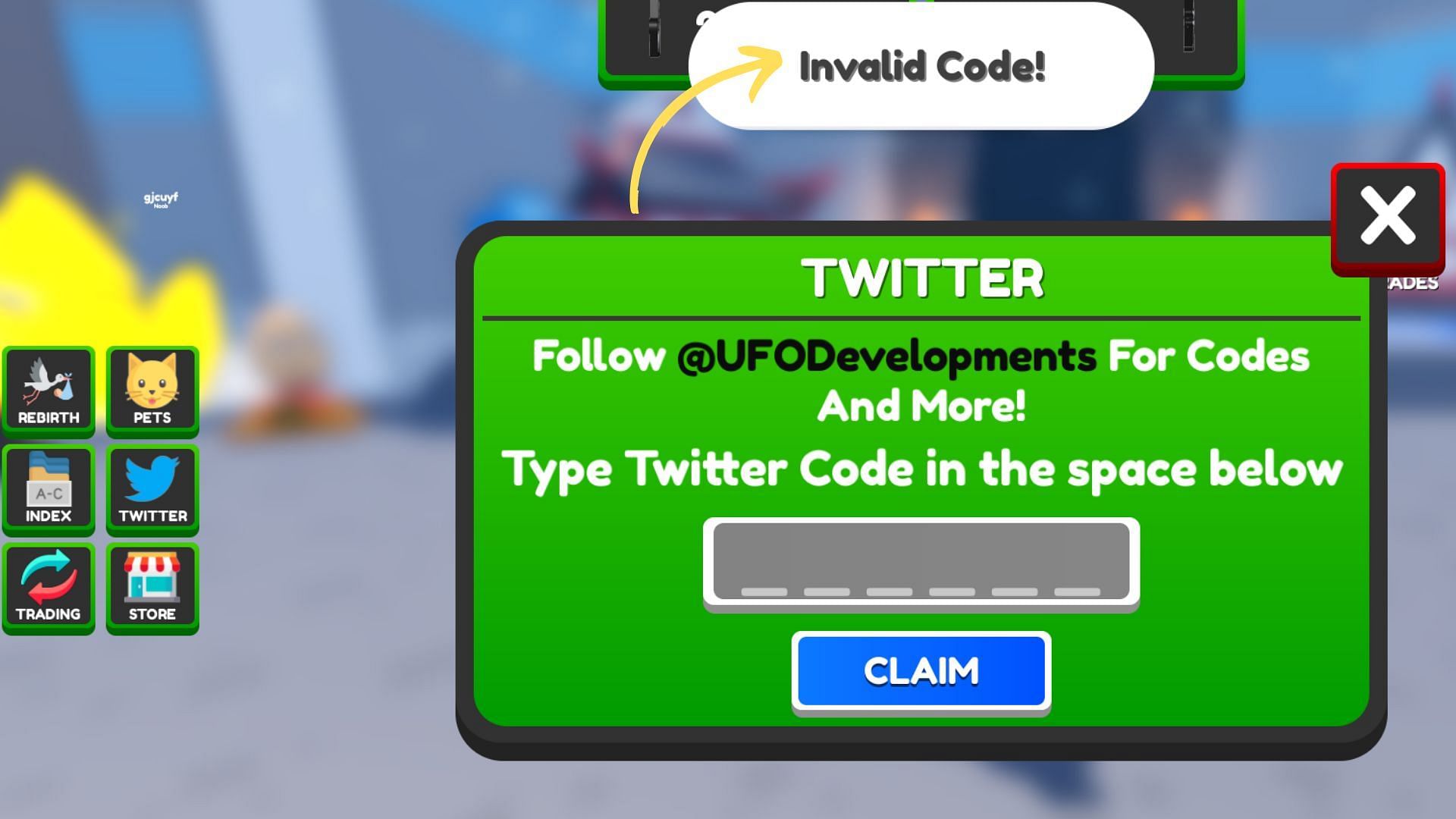 Anime Tappers invalid code issue (Images via Roblox || Sportskeeda)