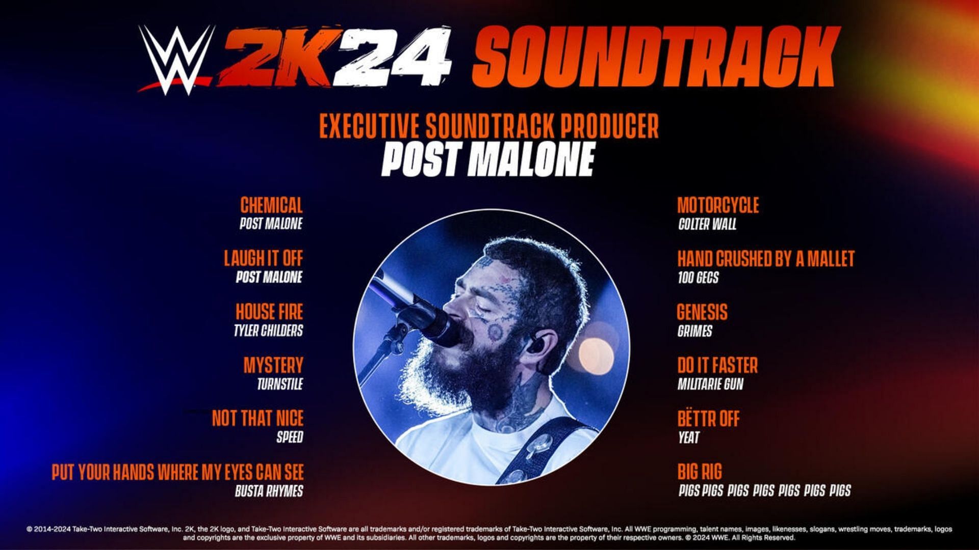 Music tracks that are a part of the 2K24 OST (Image via WWE)