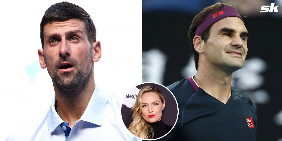 Novak Djokovic (L), Roger Federer (R) &amp; Lindsey Vonn