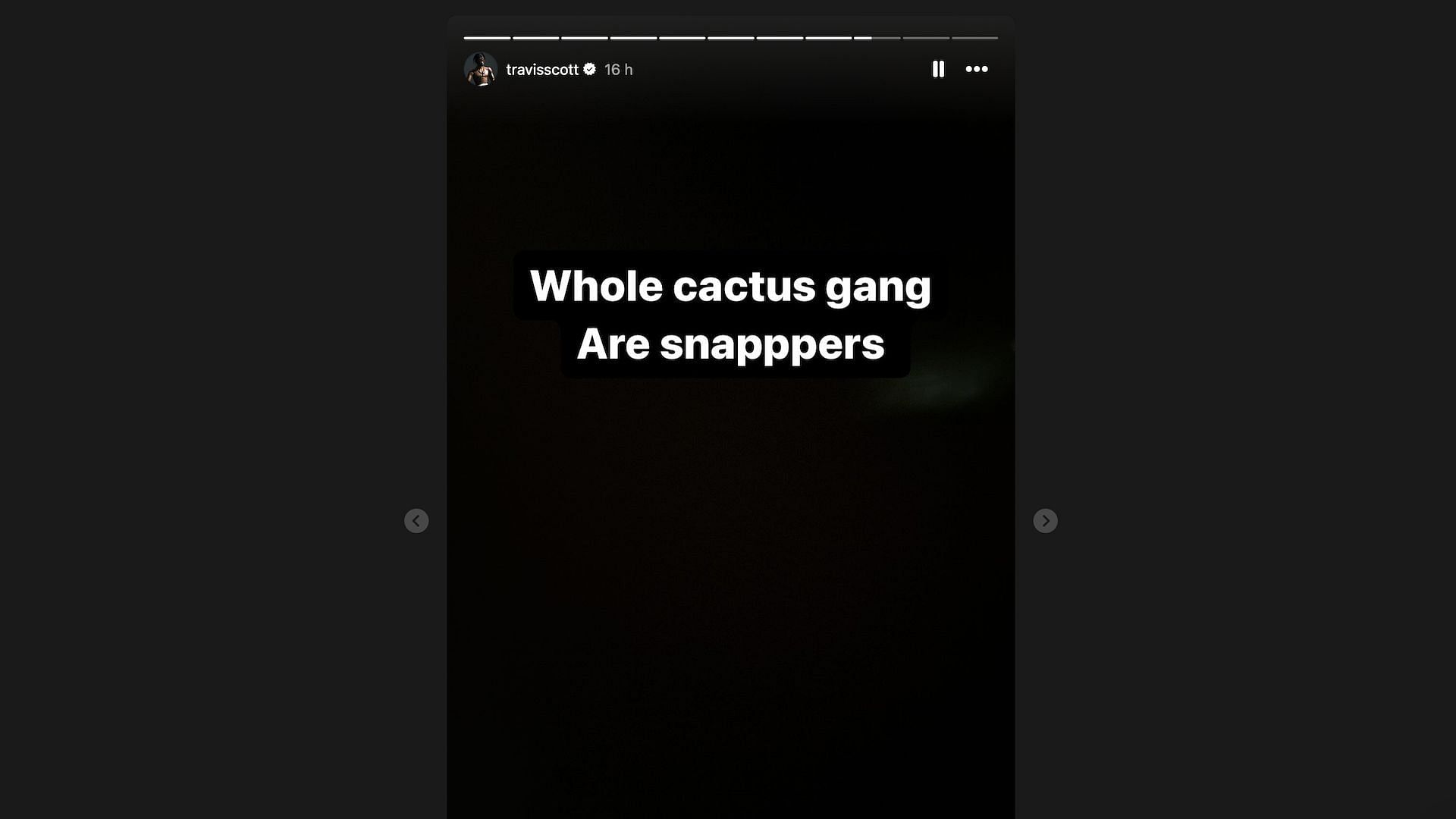 Screenshot of Travis Scott&#039;s Instagram story (Image via Instagram/@travisscott)